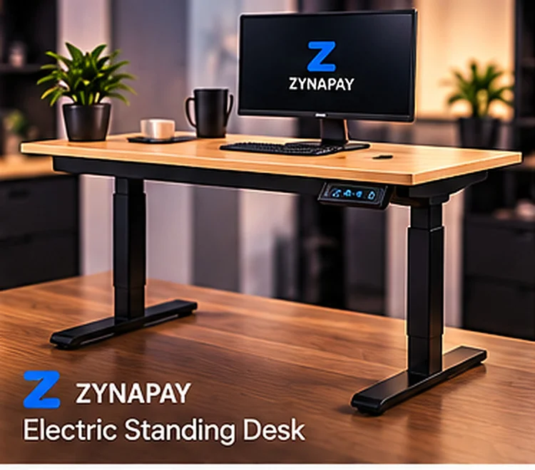 Electric Standing Desk — Light Oak