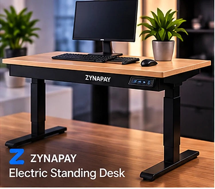 Electric Standing Desk — Oak Top