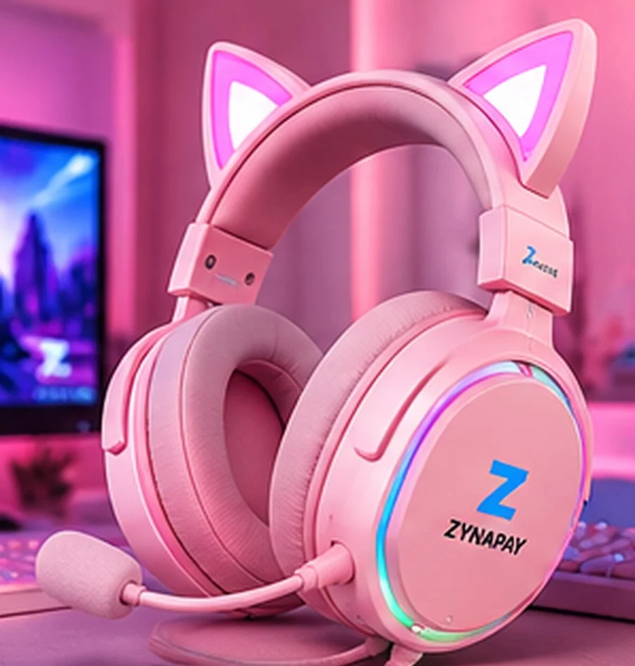 ZynaPay Pink Cat Ear Headset