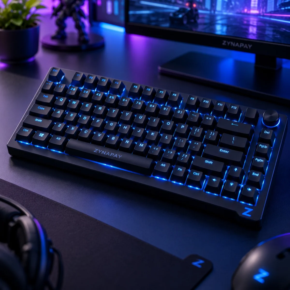 ZynaPay White Black Full Size Keyboard
