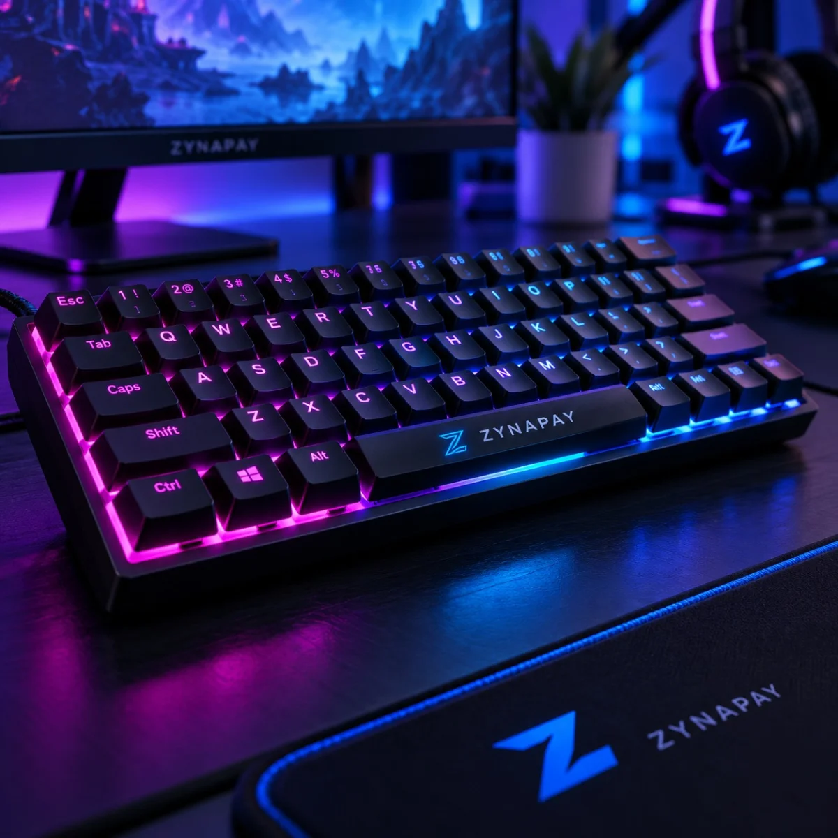 ZynaPay Compact Blue TKL Keyboard