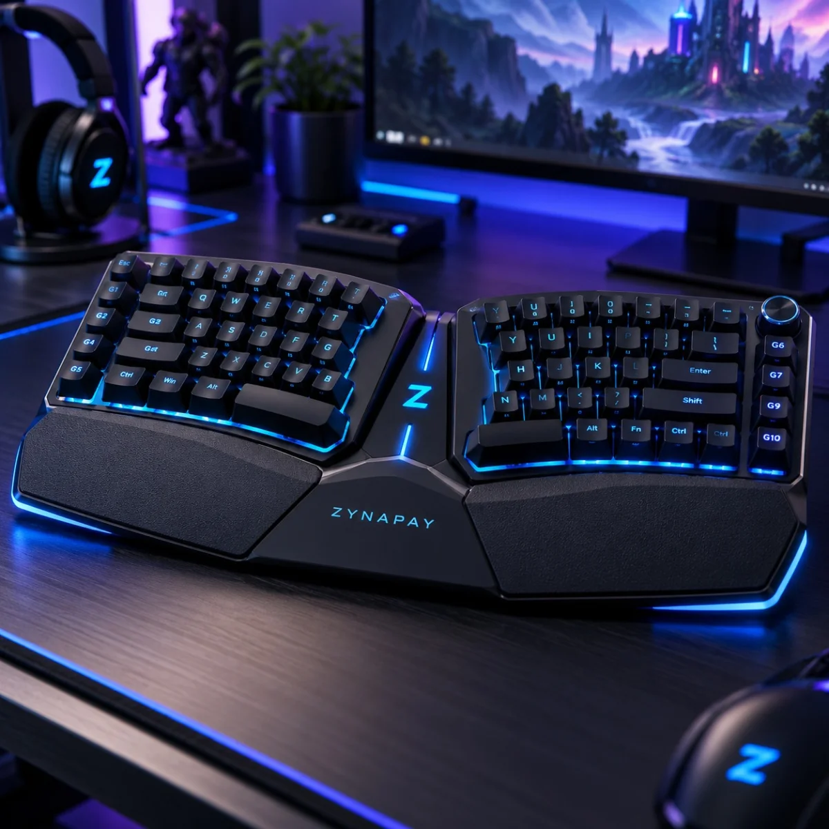 ZynaPay Low Profile Cyan Keyboard