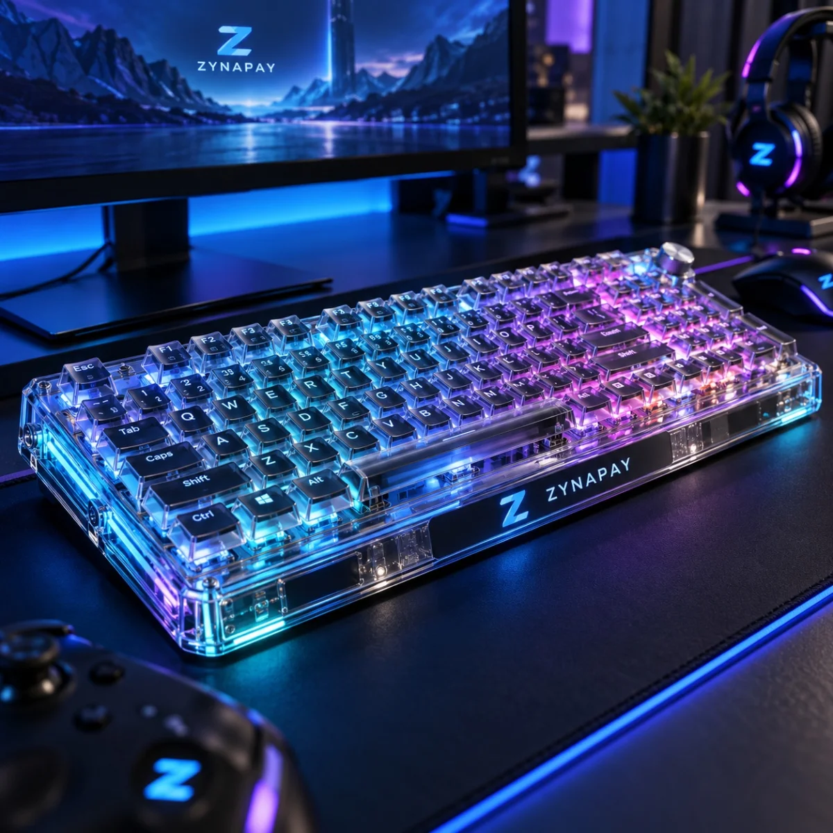 ZynaPay Compact Pink Blue Keyboard