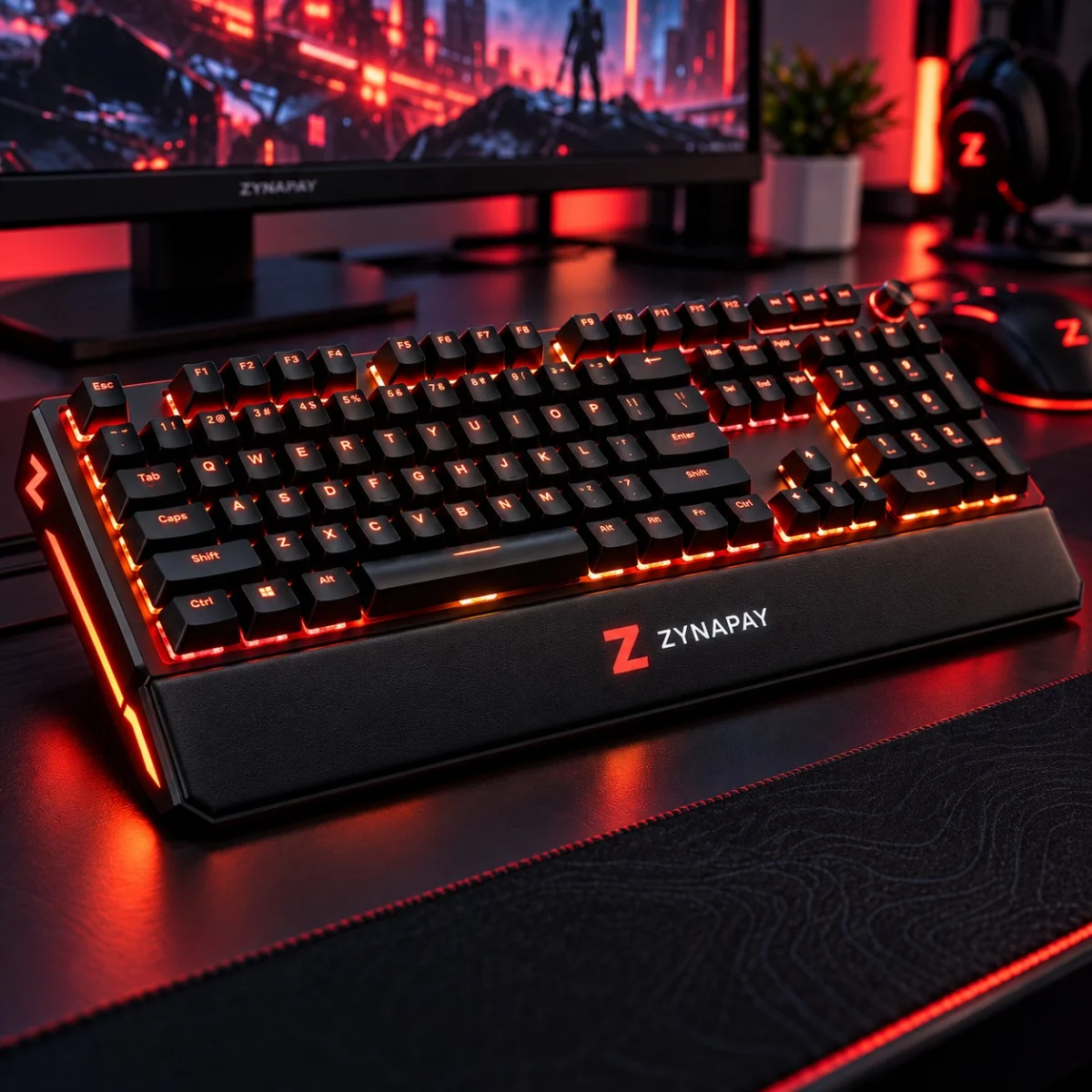 ZynaPay Neon Blue Pink Compact Keyboard
