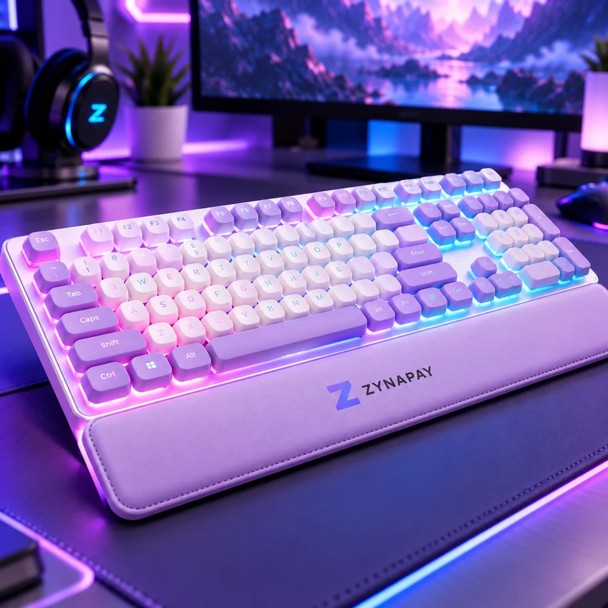ZynaPay White Pastel Full Size Keyboard