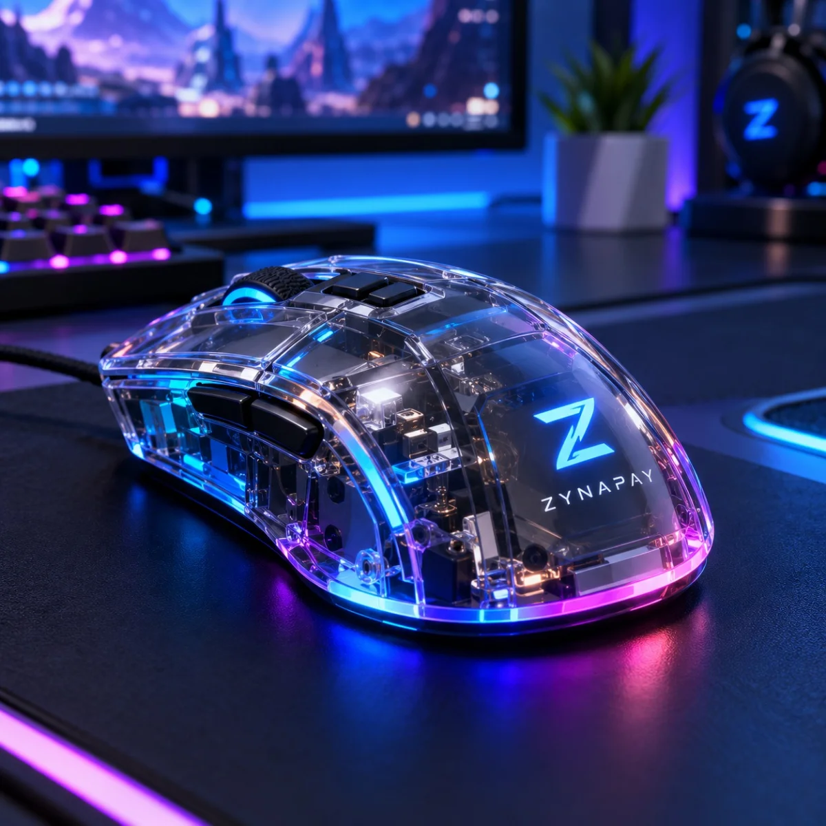 ZynaPay Transparent RGB Mouse