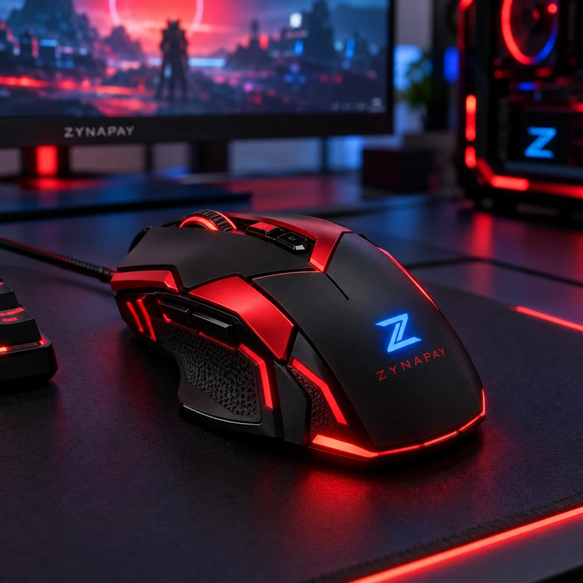 ZynaPay Red Black Cyber Mouse