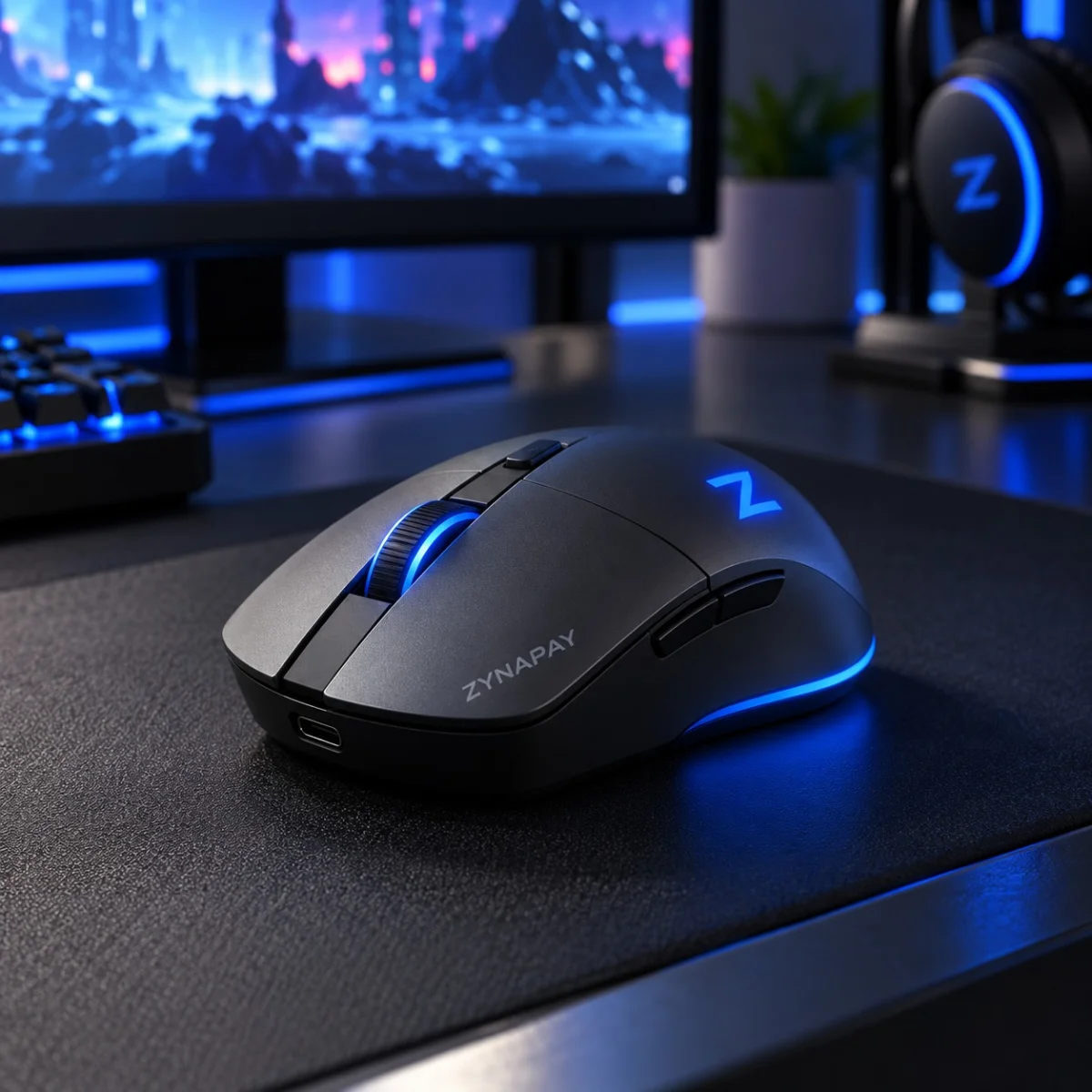 ZynaPay Minimal Blue Wireless Mouse